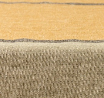 Linen tablecloth in Green Golden Stripe