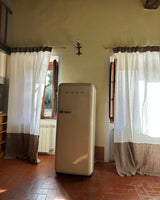 Two Toned Mid-weight Curtain Panel in Off White and Cappuccino, multi-functional tape