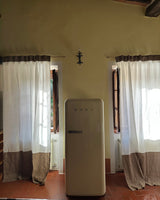 Two Toned Mid-weight Curtain Panel in Off White and Cappuccino, multi-functional tape