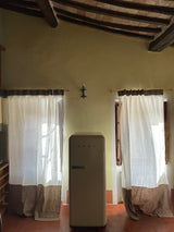 Two Toned Mid-weight Curtain Panel in Off White and Cappuccino, multi-functional tape