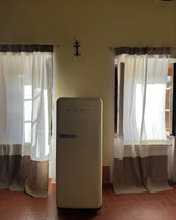 Two Toned Mid-weight Curtain Panel in Off White and Cappuccino, multi-functional tape