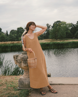 Nida - Linen Dress in Peach