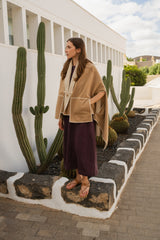 Wool Blend Poncho in Camel