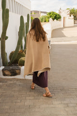 Wool Blend Poncho in Camel