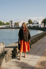 Wool Blend Poncho in Chocolate