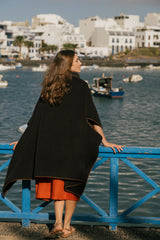 Wool Blend Poncho in Chocolate