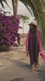 Lightweight Linen Scarf in Fuchsia