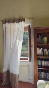 Two Toned Mid-weight Curtain Panel in Off White and Cappuccino, multi-functional tape