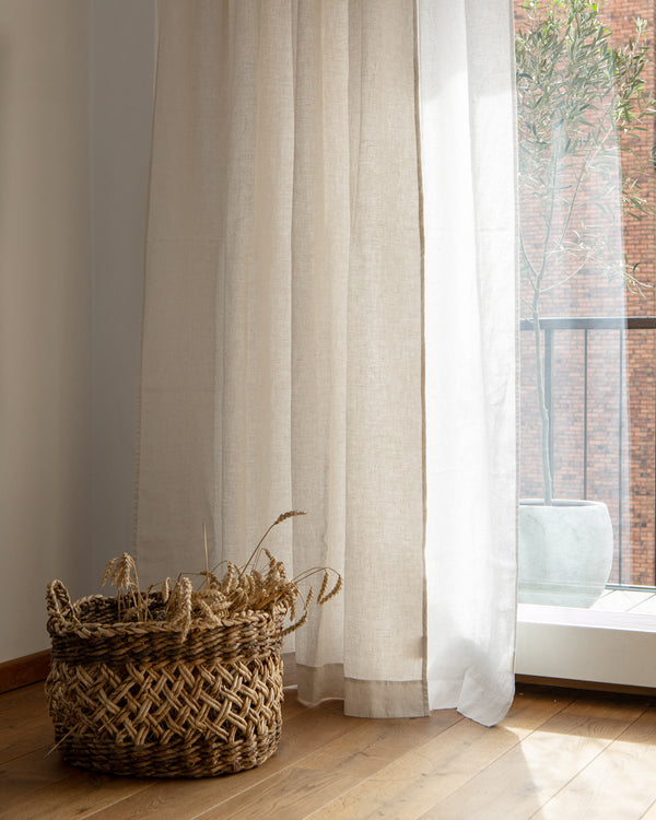Mid-weight Curtains in beige multi-functional tape