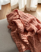 Double side linen blanket in Clay color