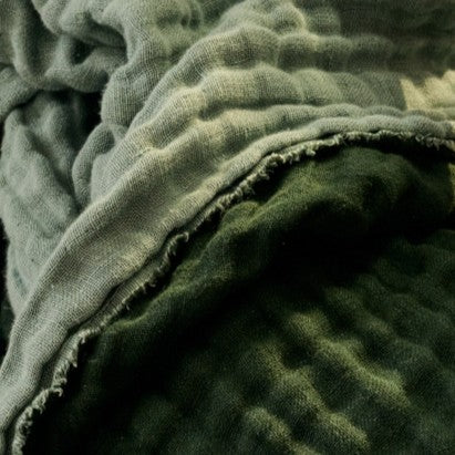 Double Sided Linen Blanket in Green