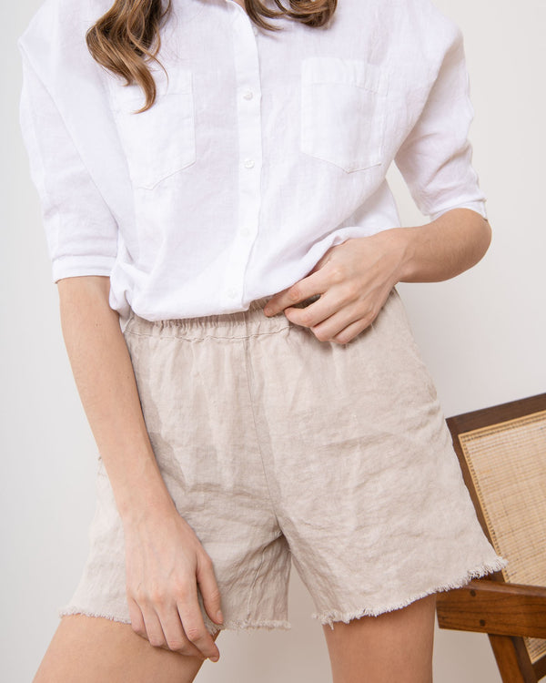 Emma linen shorts in beige color