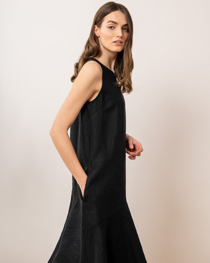 Kamala linen dress in black – Sauths