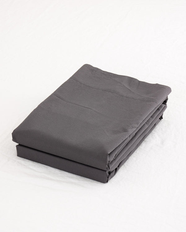 Cotton percale Top Sheet in Dark grey