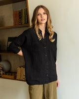Black Linen Blouse LORA