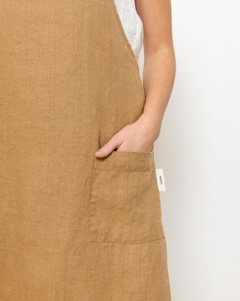 Japanese Style Linen apron in Hazelnut