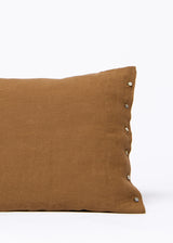 Cinnamon linen pillowcase with buttons