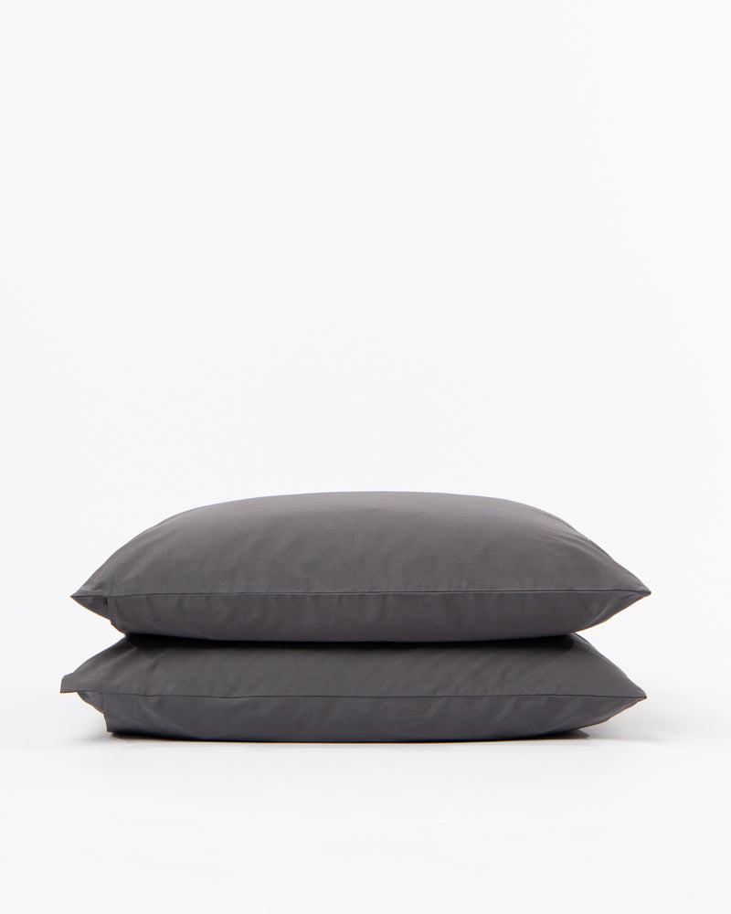 Cotton Percale pillowcase in Dark grey