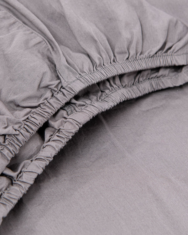 Cotton Percale Fitted sheet in Dark grey