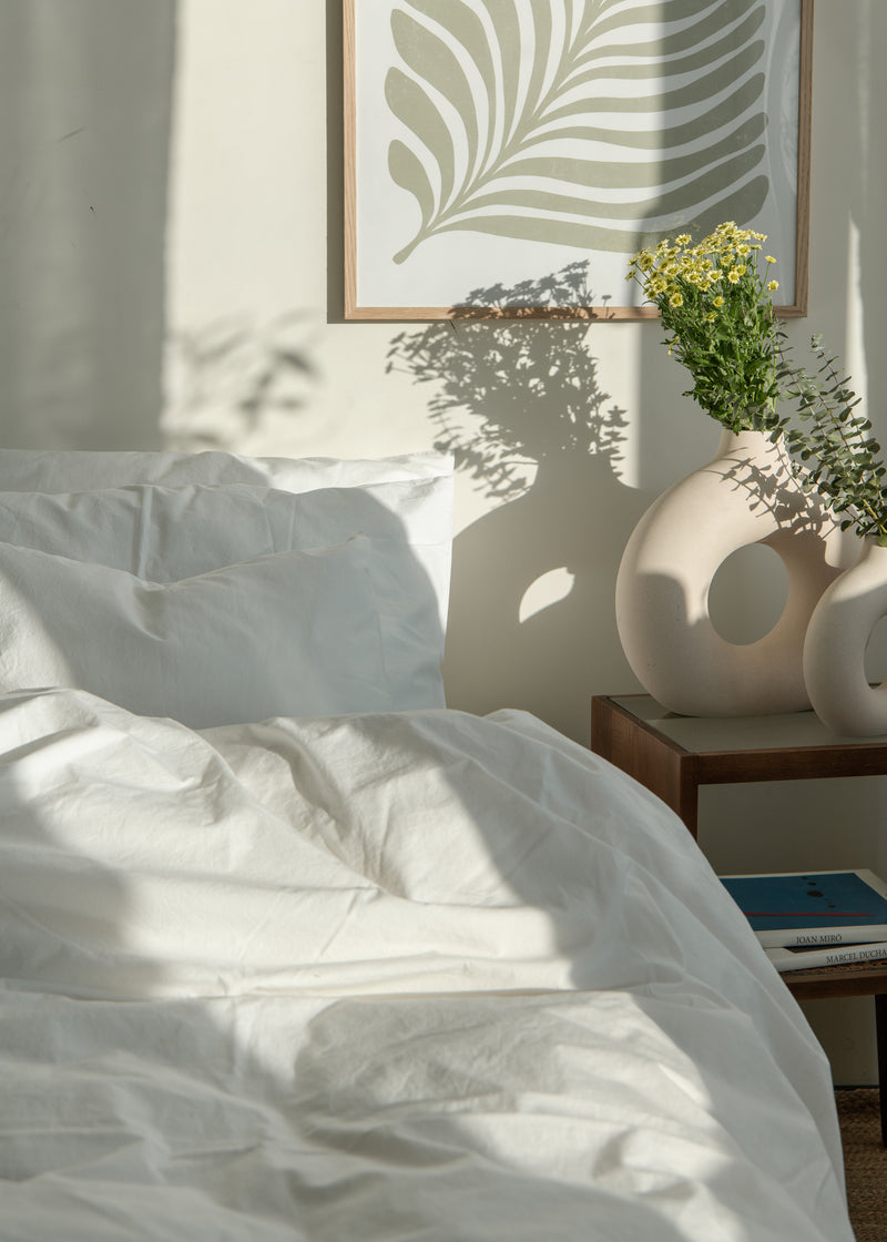 Cotton percale duvet cover in White