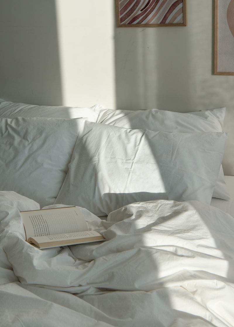 Cotton percale duvet cover in White