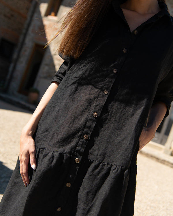 Black linen dress Sofia