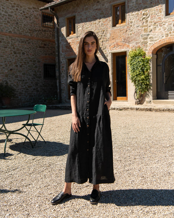 Black linen dress Sofia