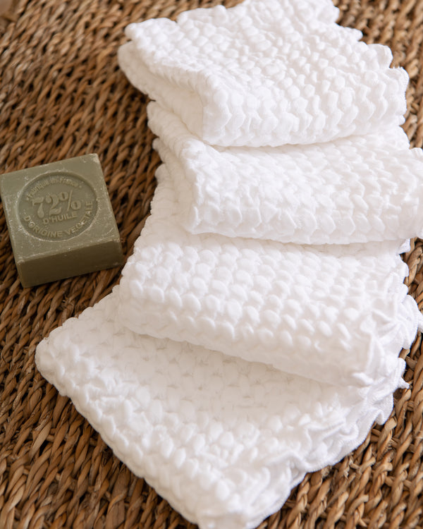 Waffle towel - Face Cloths - set in White (4 pcs)