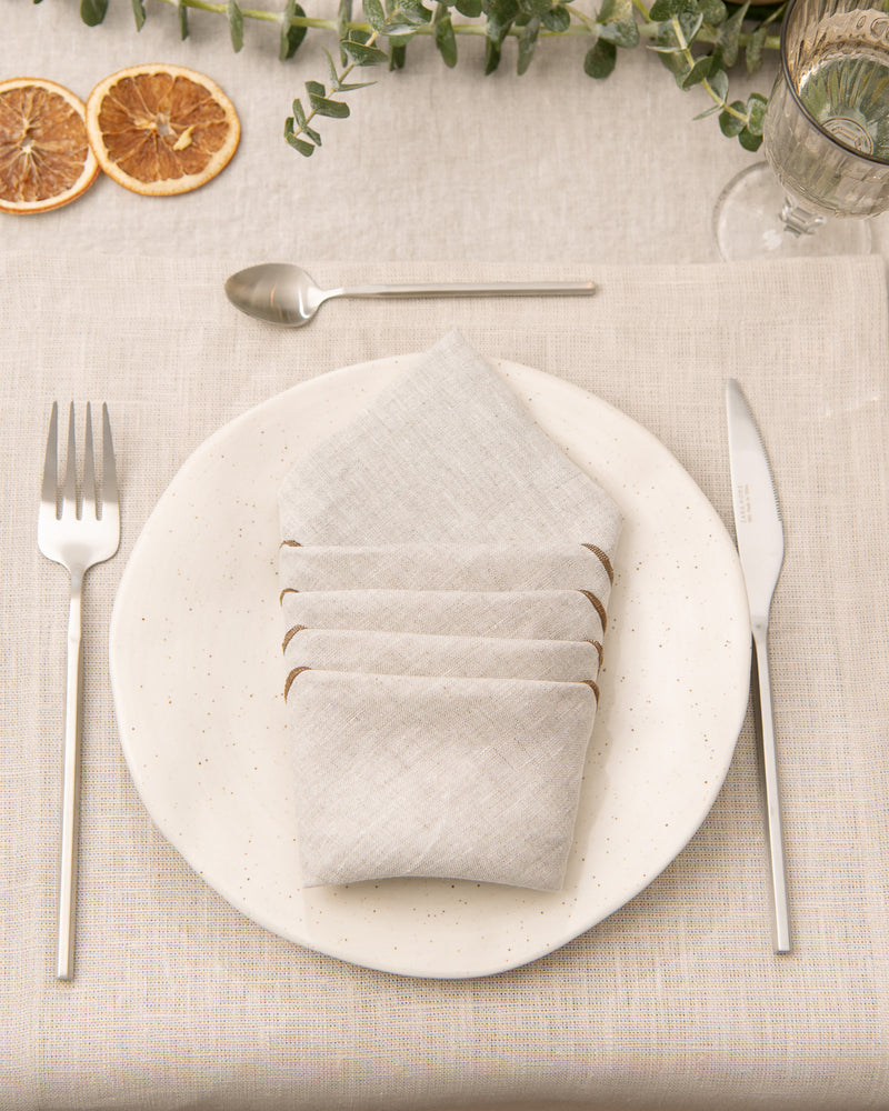 Linen napkins in beige chambray set of 2