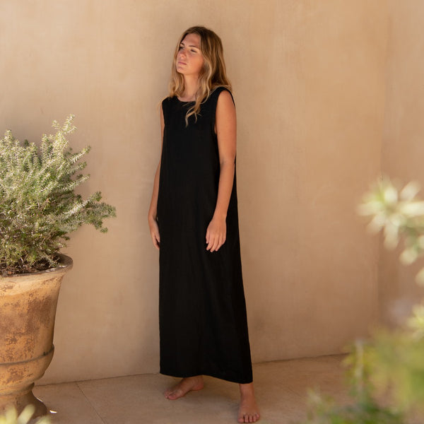 linen dress.women Elegant Boho Collared Linen Dress – Old Linen Mill main image 0