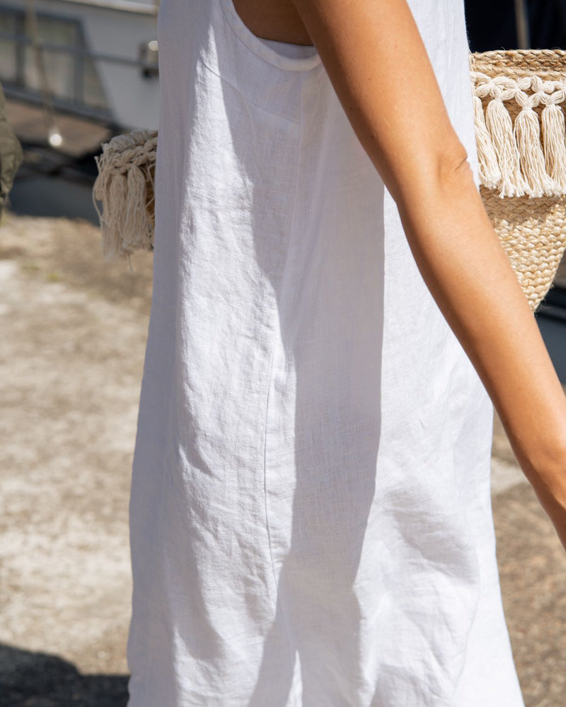 Nida - Linen Dress in White Sauths Nida - Linen Dress in White Sauths