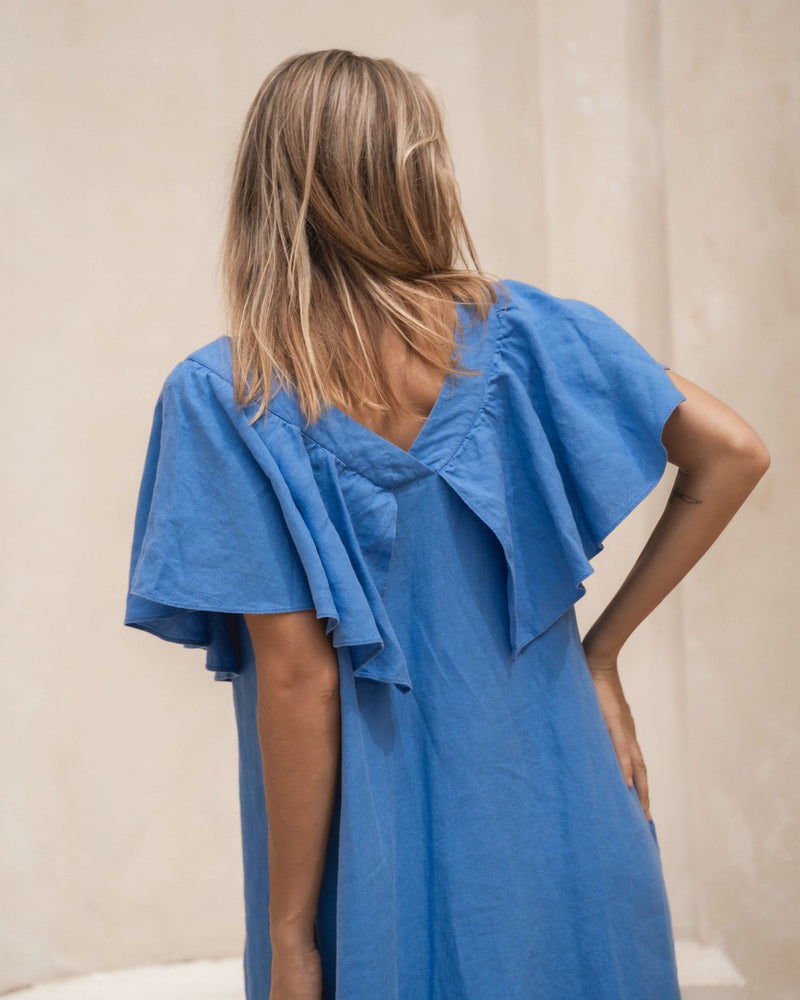 Blue Linen Dress Flora