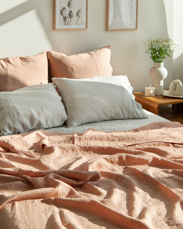 Dusty Rose Linen Sham With Frindges