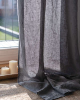 Mid-weight Curtains in dark grey, multi-functional heading tape