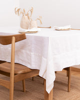 Linen tablecloth in white (wide edge)