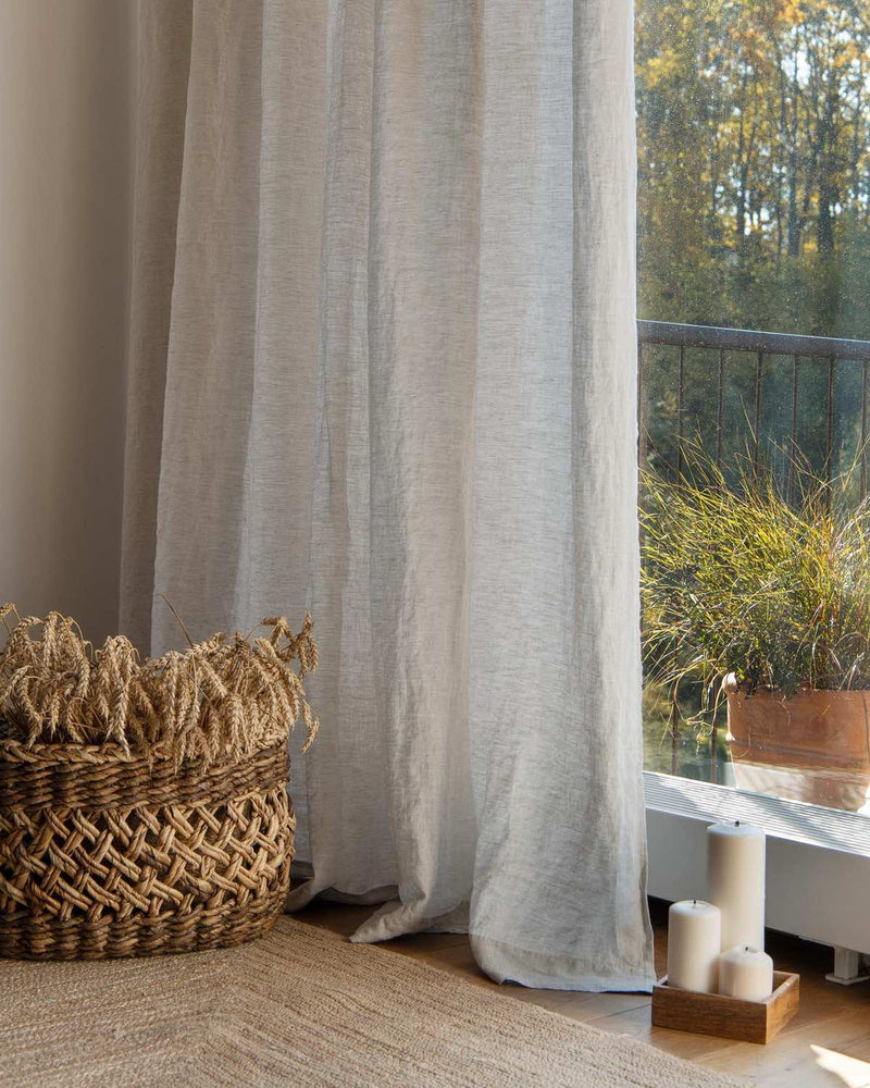 Wide Curtains in Beige, multi-functional heading tape