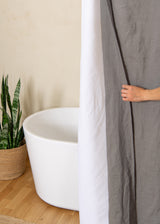 Linen shower curtain in dark grey
