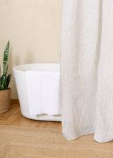 Striped linen shower curtain