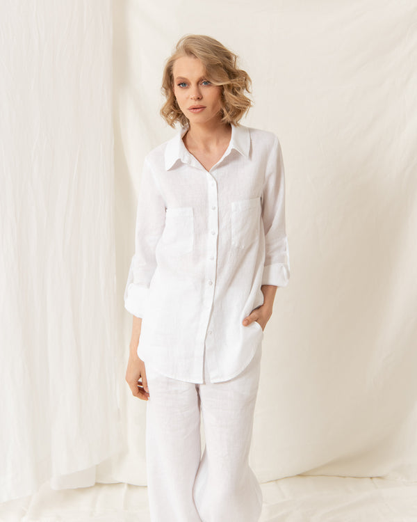 Sarah linen shirt in white
