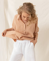 Dusty Coral Linen Blouse CATHY – Sauths