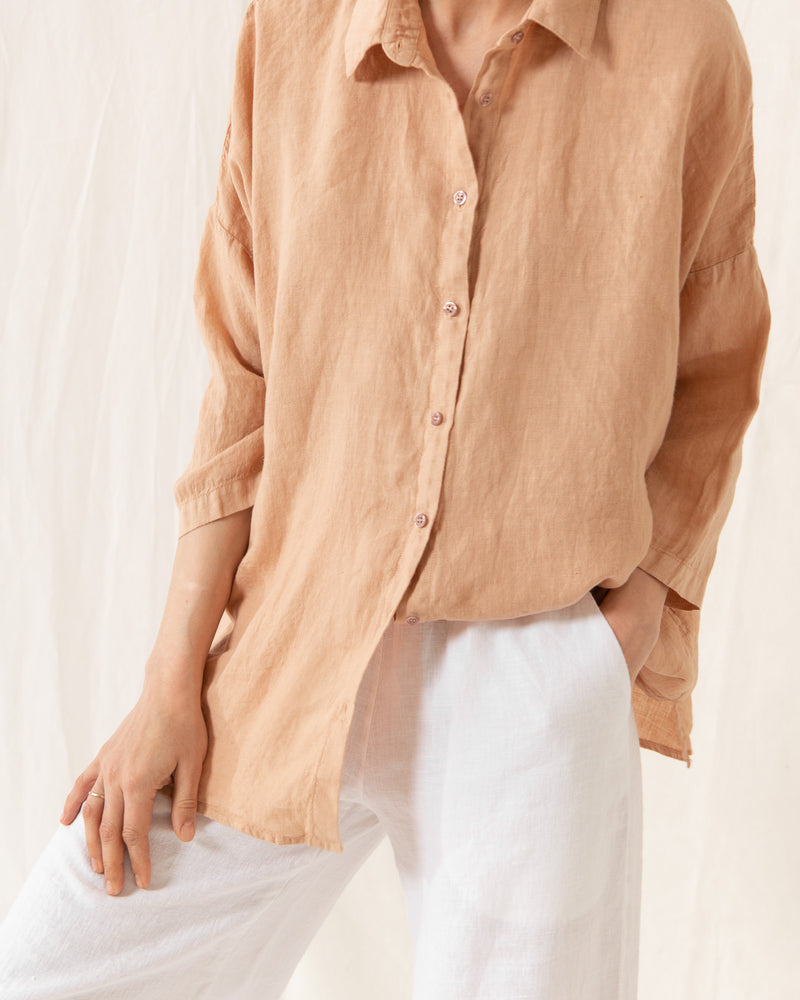 Dusty Coral  Linen Blouse CATHY