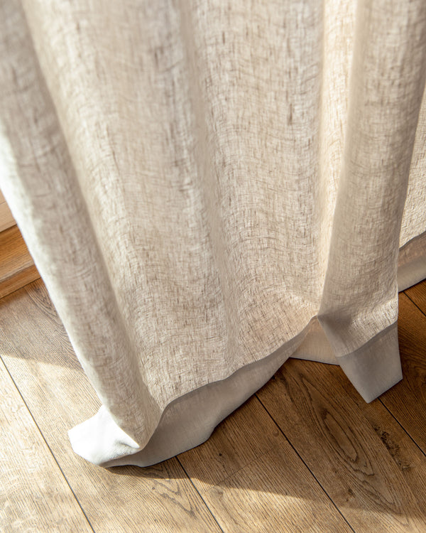 Heavy weight linen curtains in Beige color, multi-functional heading tape.