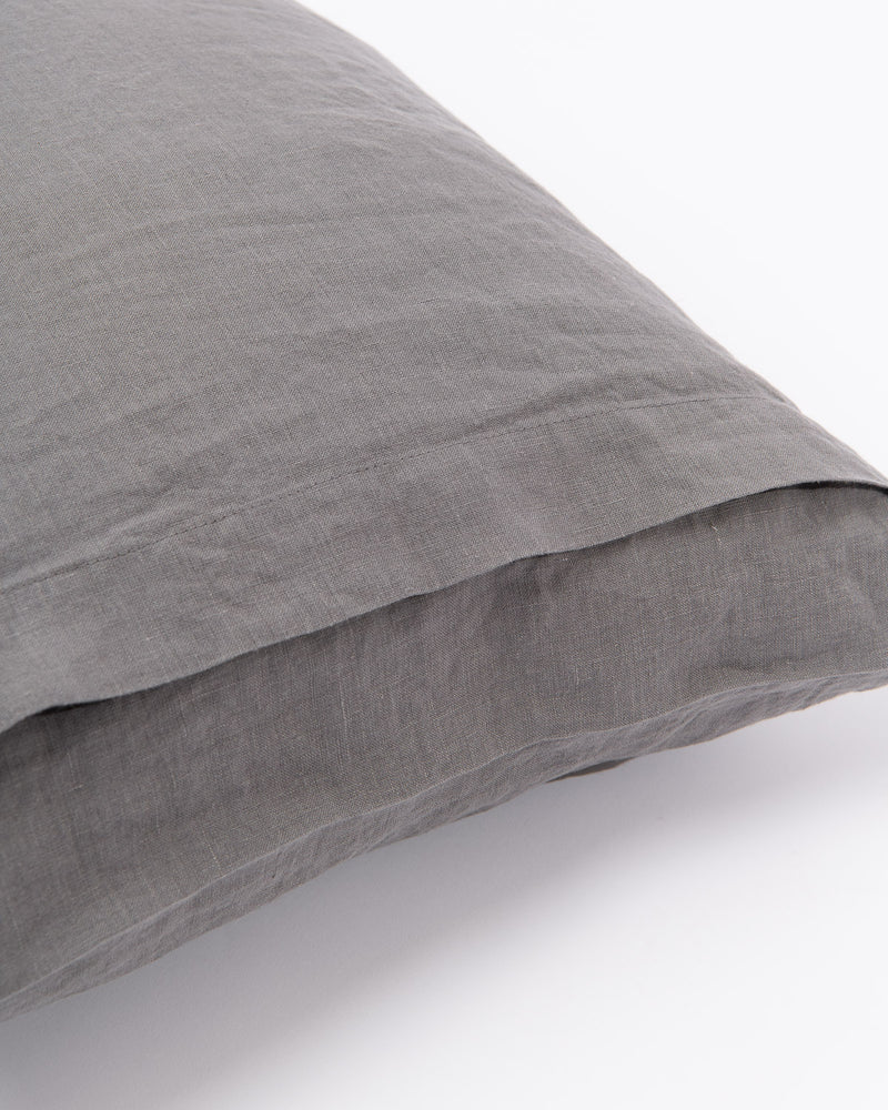 Dark grey linen pillowcase