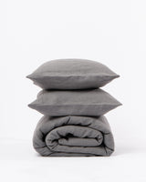 Dark Grey linen duvet cover set with 2 pillowcases