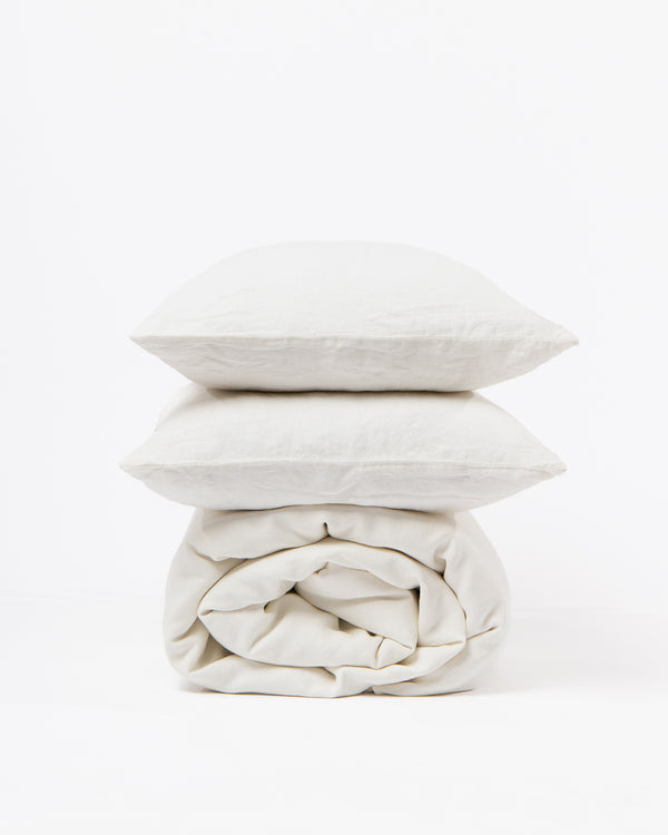 Off White linen duvet cover set with 2 pillowcases